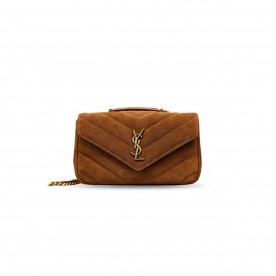 YSL LOULOU MATELASSÉ SUEDE SHOULDER BAG 801437 (24*14*6cm) 